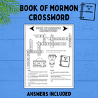 Book of Mormon Crossword for Kids | Book of Mormon Activity | Book of Mormon Printables | Primary | Family Home Evening | Sunday School