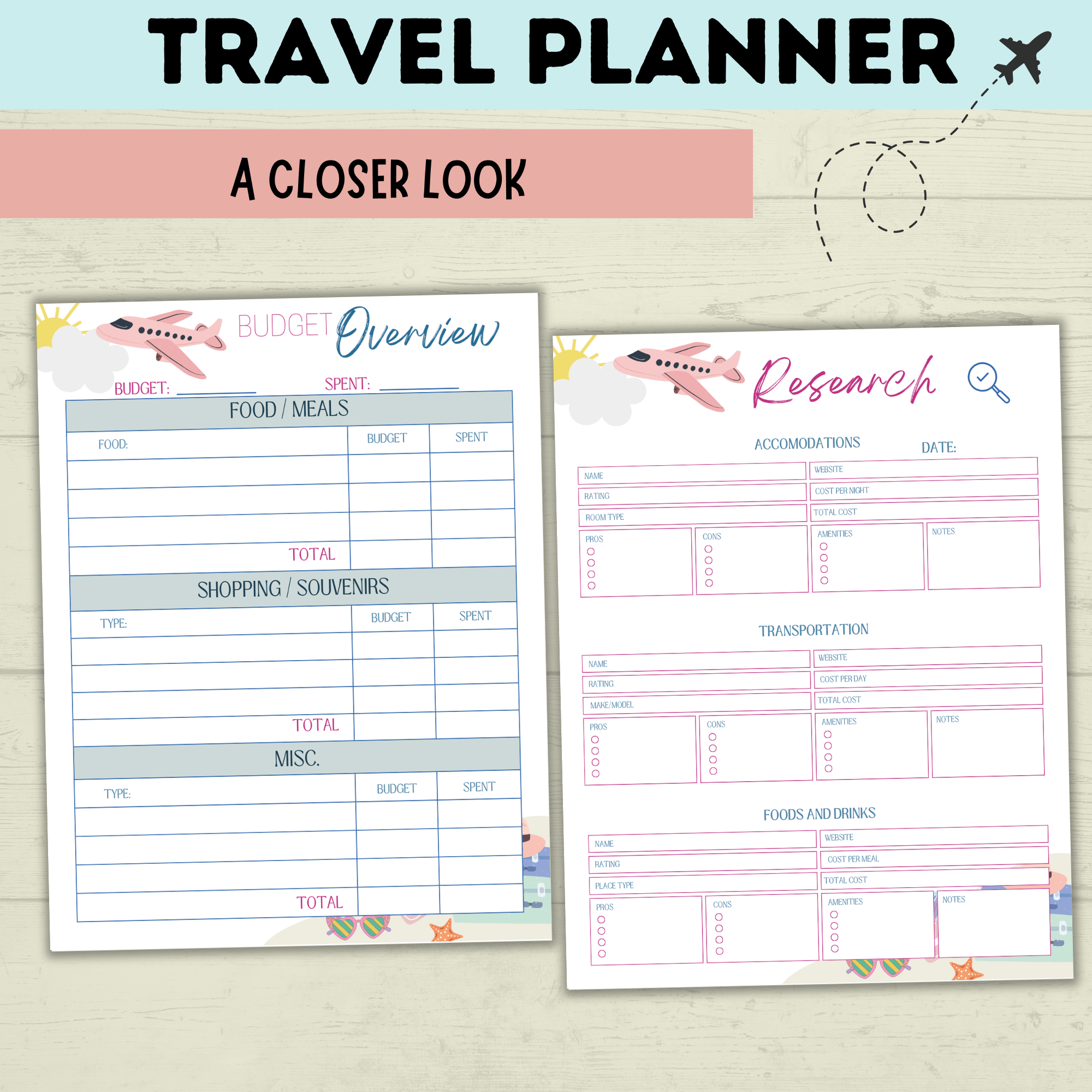Travel Planner for the Whole Family | Family Planner | Budget Planner | Travel Calendar | Travel Itinerary | Travel Research | PDF download