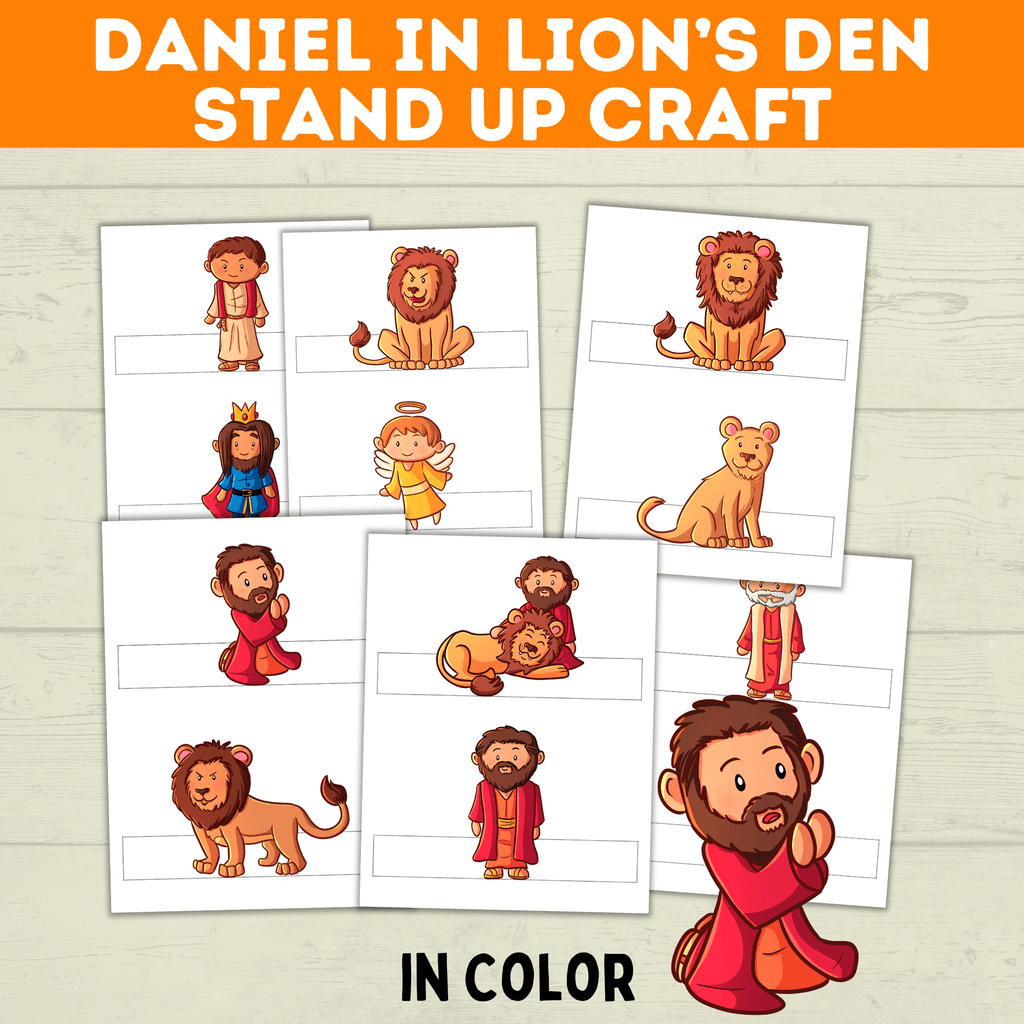 Bible Characters Daniel in the Lion's Den Craft for Kids, Sunday School Crafts, Bible Coloring Pages Lesson, Digital Download, PDF