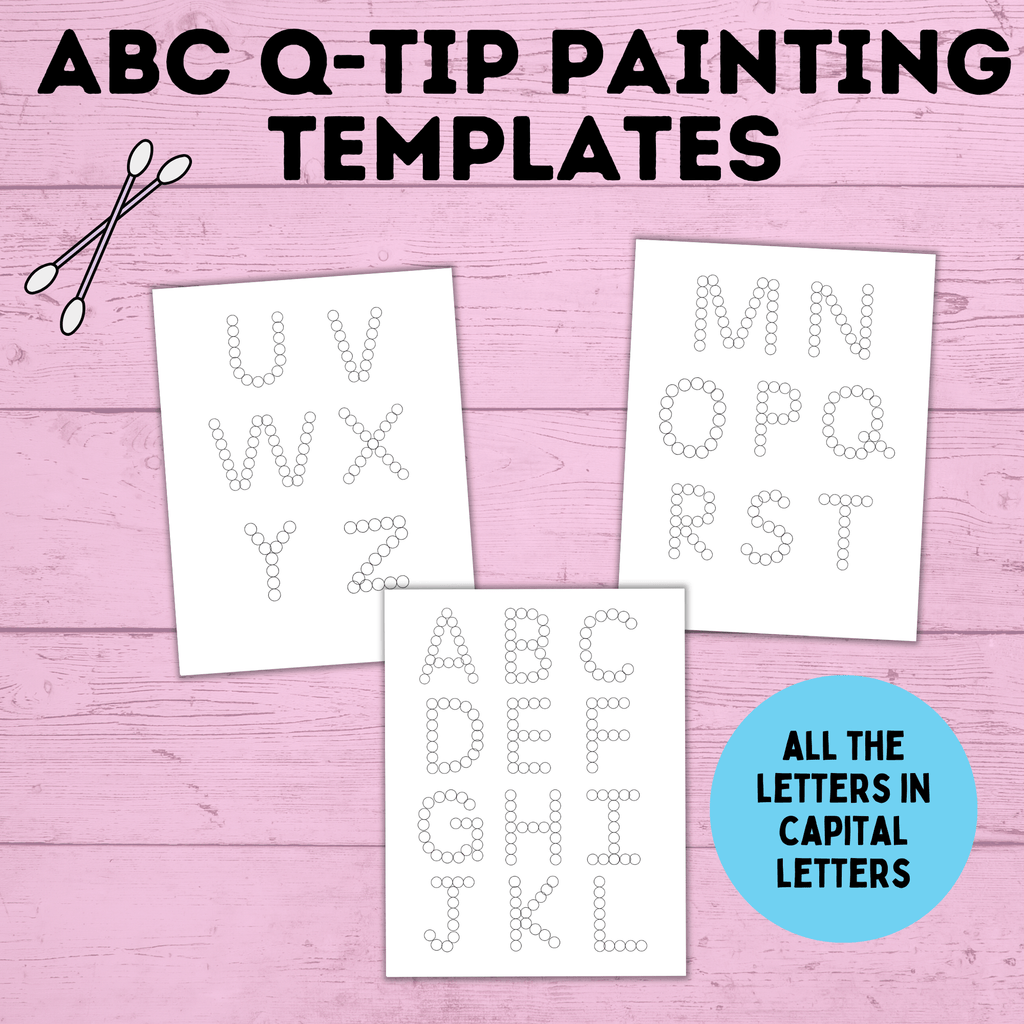 ABC Q-Tip Painting Printable | ABC Printable | Preschool Craft | Preschool Activity | Toddler Craft | Toddler Activity | Learn ABCs