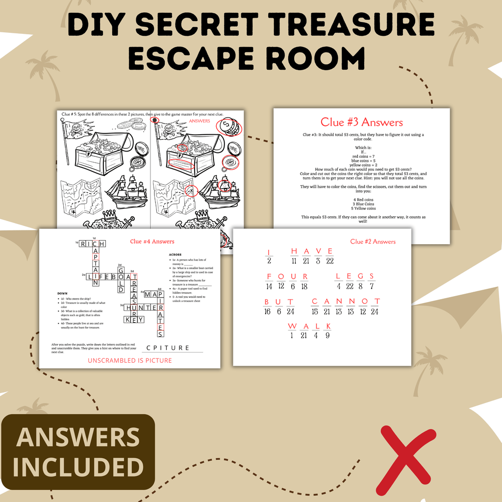 DIY Escape Room for Kids | Secret Treasure Escape Room | Home escape Room | Digital Escape Room | Kids Games | Party Games | Printable