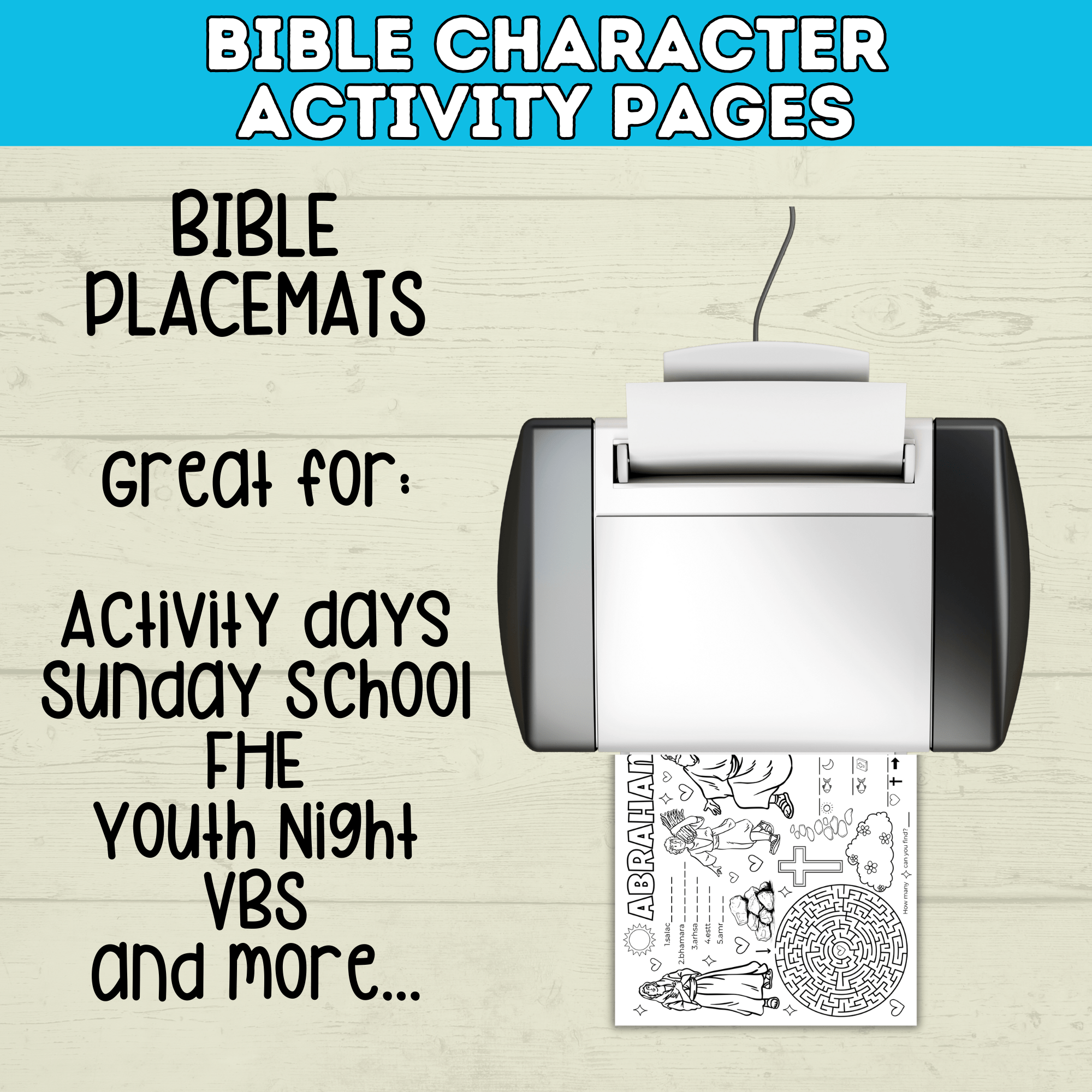 Bible Activity Sheets | Kids Coloring Pages | Bible Lesson Plans | Moses | Abraham | Noah | Esther | Ruth | Digital Download | Printables