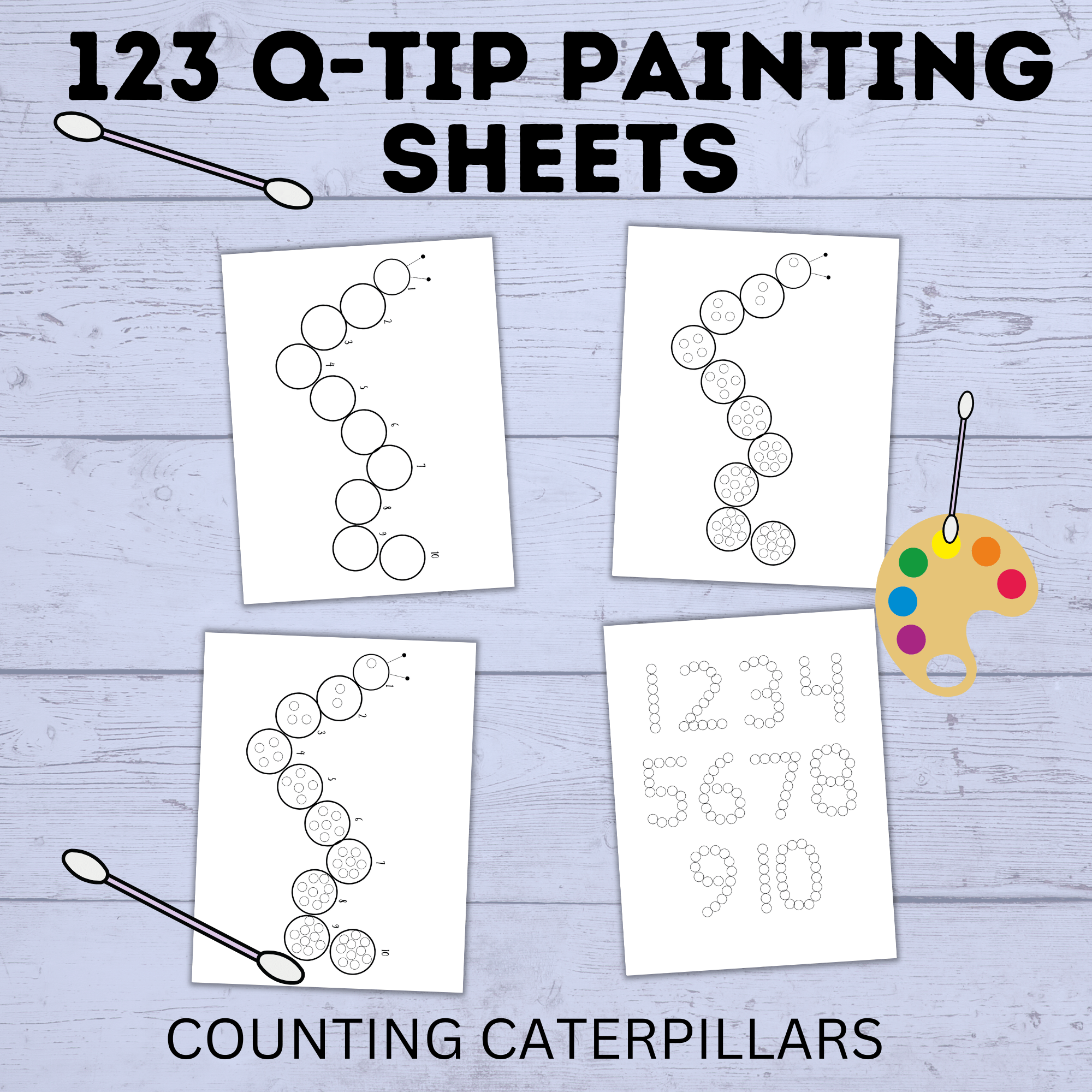 Counting Activity | Toddler Counting Printable | Toddler Activity | Q Tip Painting 123 and Counting Printable | Preschool Craft