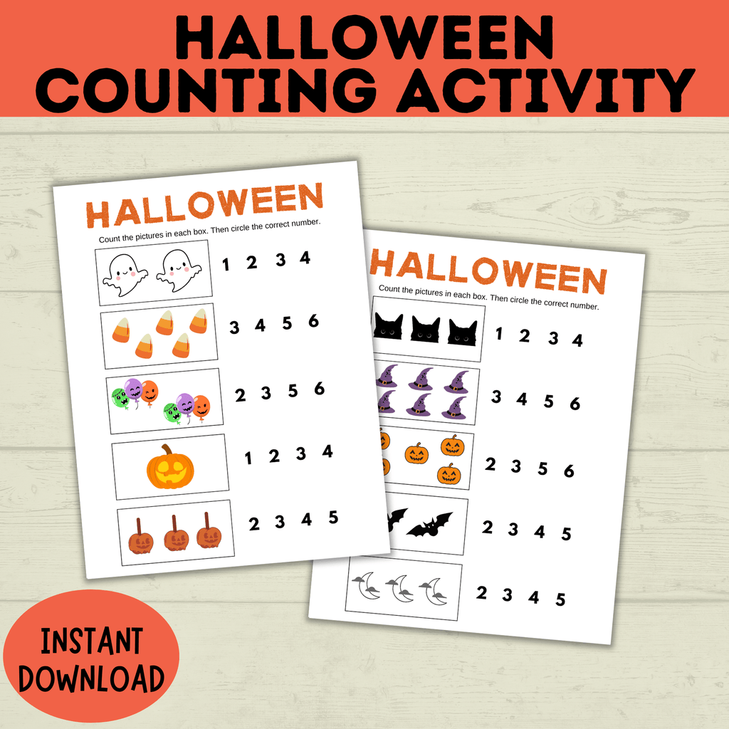 Halloween Counting Activity for Kids and Preschoolers | Counting for Preschoolers | Numbers | Math Worksheets | Math for Preschool