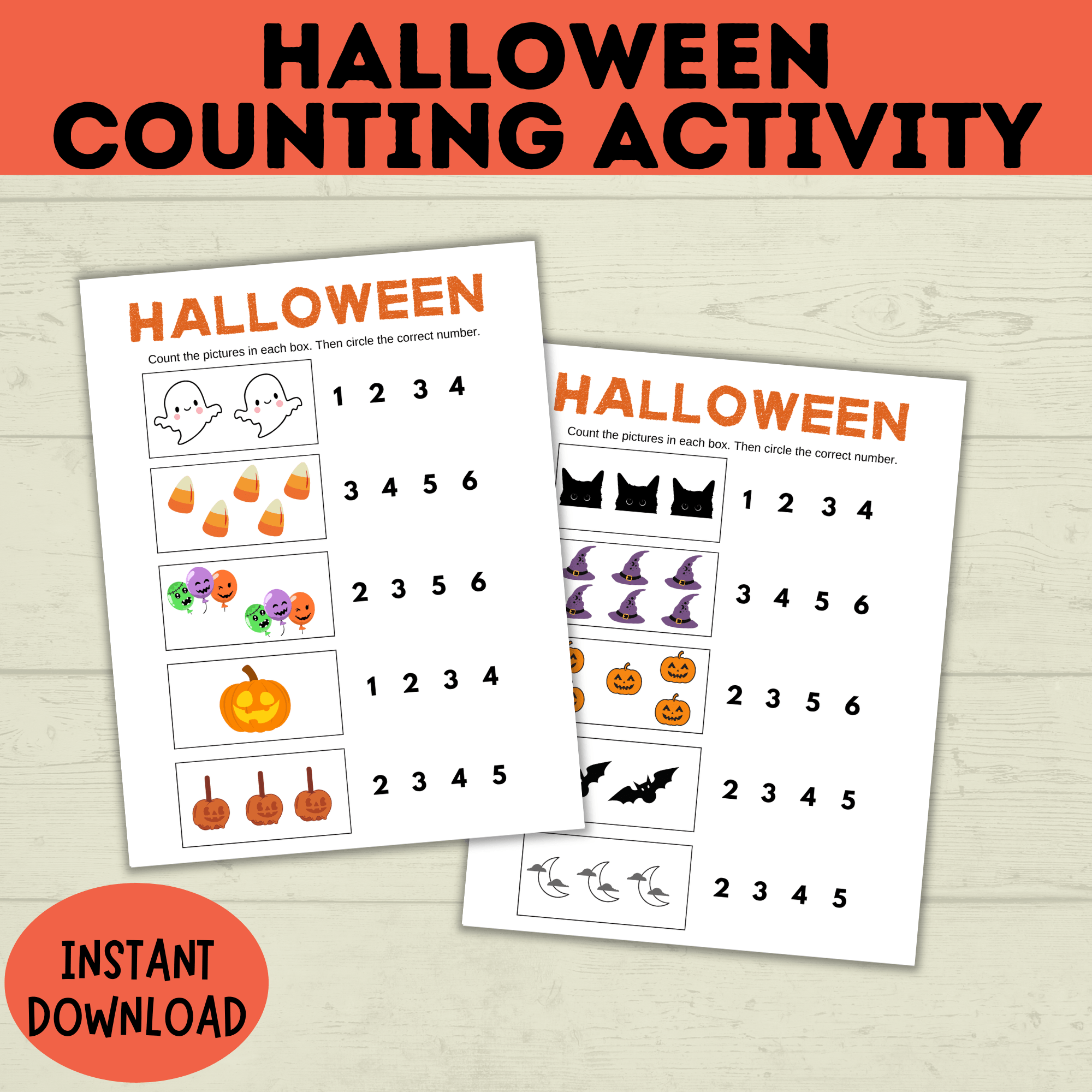 Halloween Counting Activity for Kids and Preschoolers | Counting for Preschoolers | Numbers | Math Worksheets | Math for Preschool