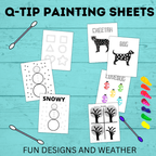 Q-Tip Painting Templates for Kids | Paint with Kids Craft | Preschool Crafts | Kids Crafts | Craft Template | Preschool Activity | Preschool