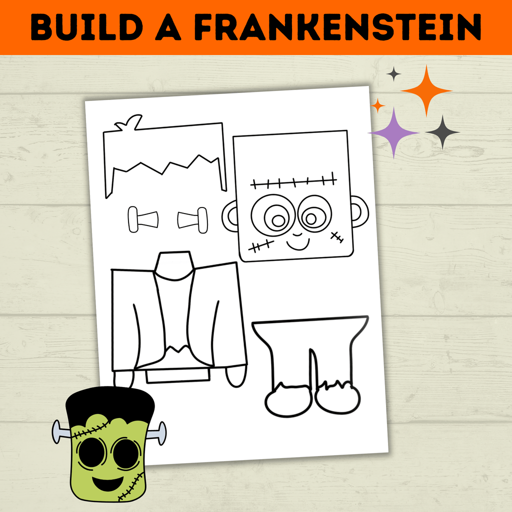 Frankenstein Craft for Kids | Halloween Craft | Halloween Activities | Halloween Printables | Build a Frankenstein | Monster Craft