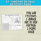 St. Vincent De Paul Activity Sheet for Kids | Catholic Activity for Kids | Kids Printables | PDF digital download | Feast Day