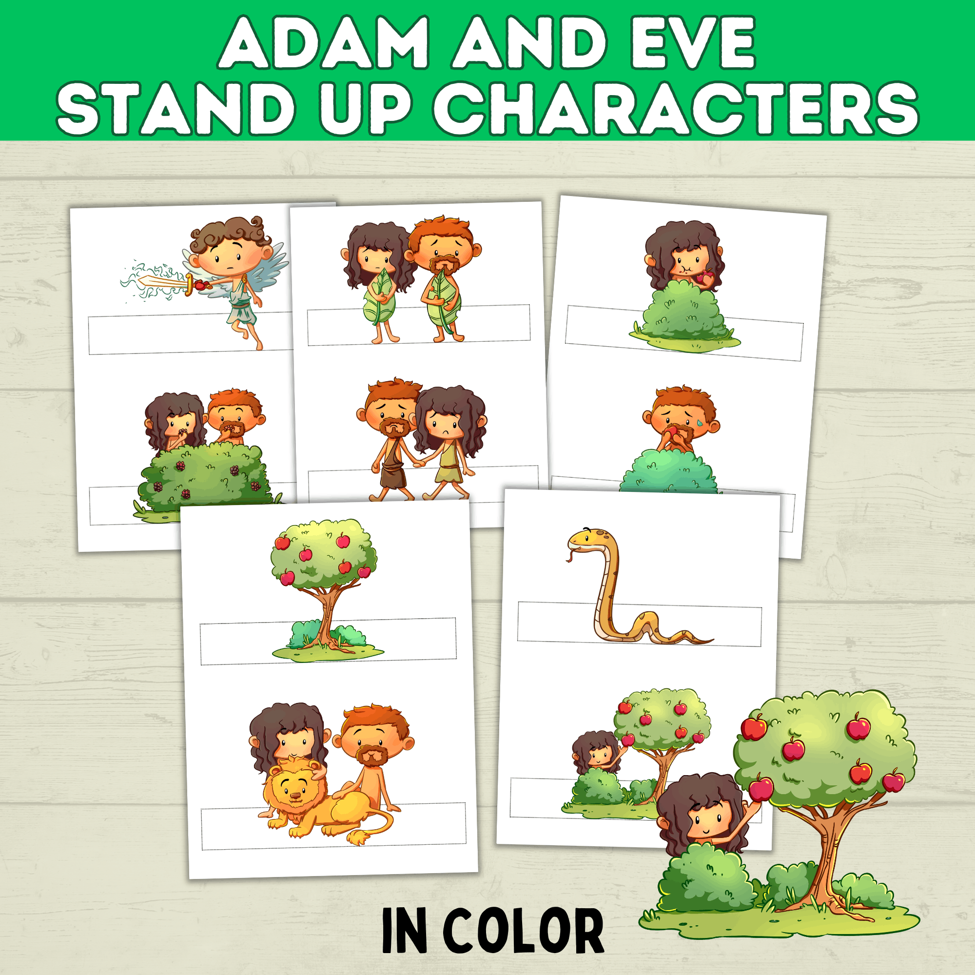 Adam and Eve Sin Puppet Craft, Forbidden Fruit, Tree of Knowledge, Genesis Activity for Kids