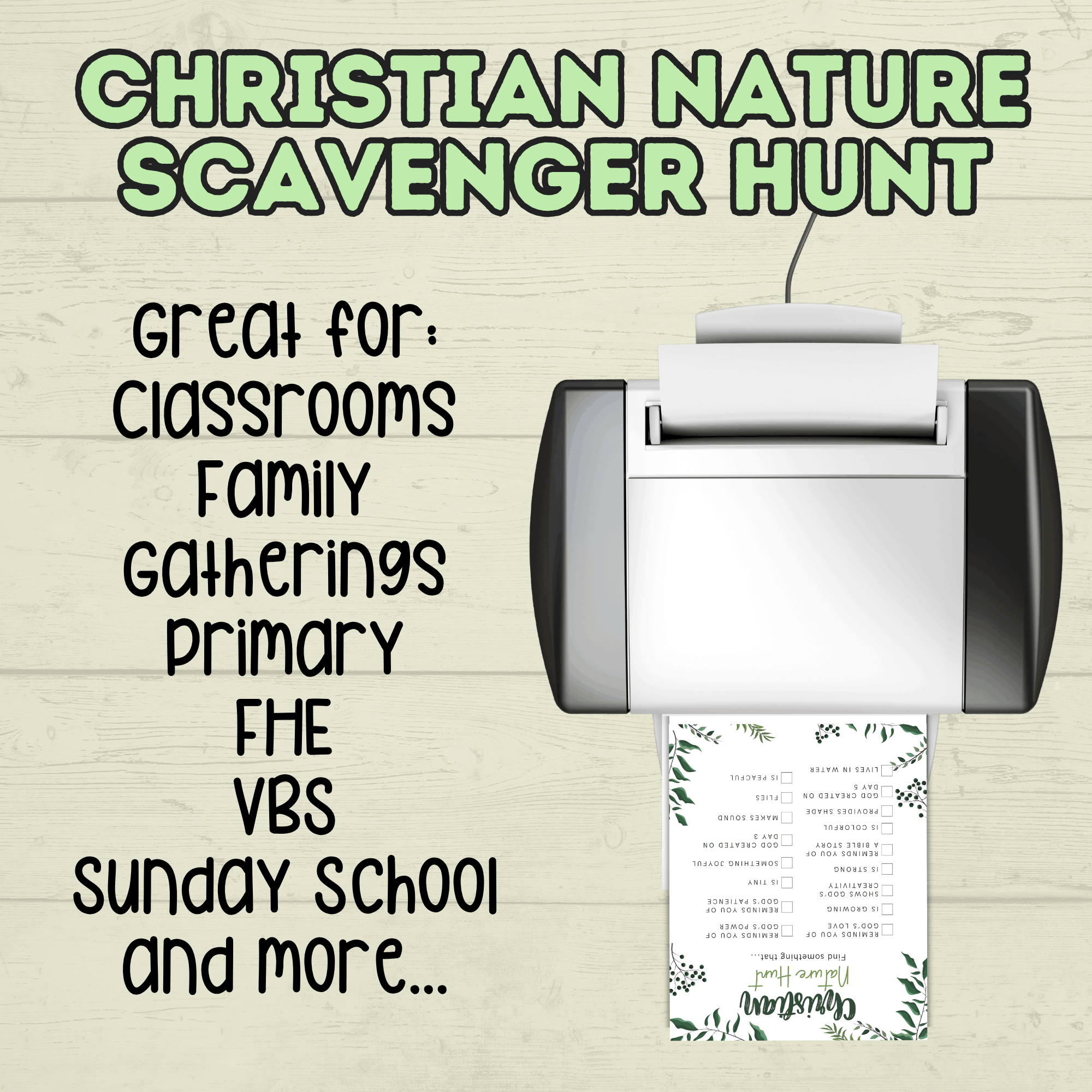 Christian Nature Walk for Kids, Christ Scavenger Hunt, Bible Scavenger Hunt, Nature Hunt, Christian Activity, VBS, Sunday School Activity