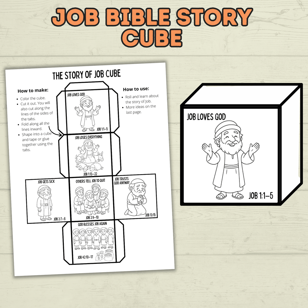 Job Bible Story Cube Craft, Sunday School Crafts, Cube Crafts, Bible Craft