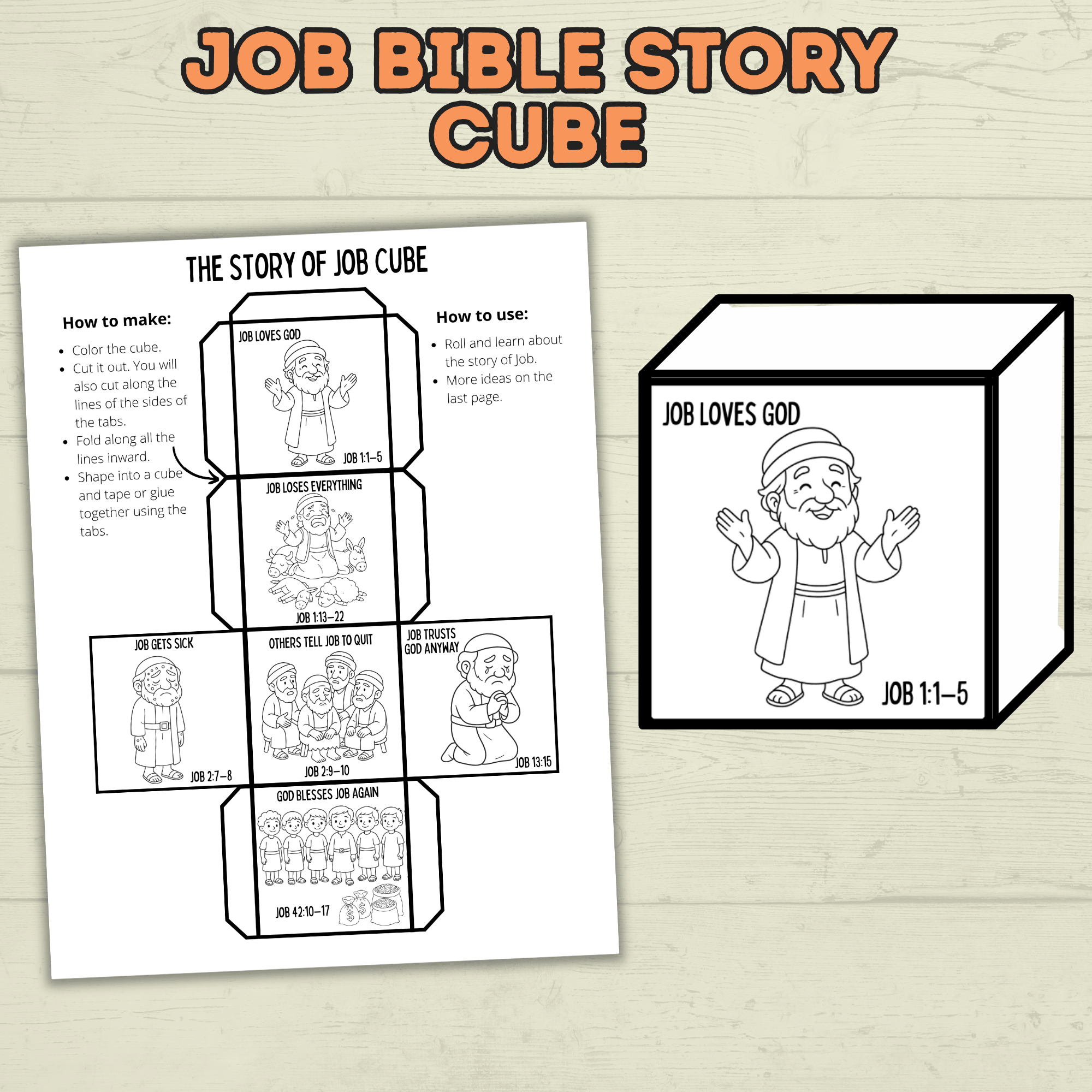 Job Bible Story Cube Craft, Sunday School Crafts, Cube Crafts, Bible Craft