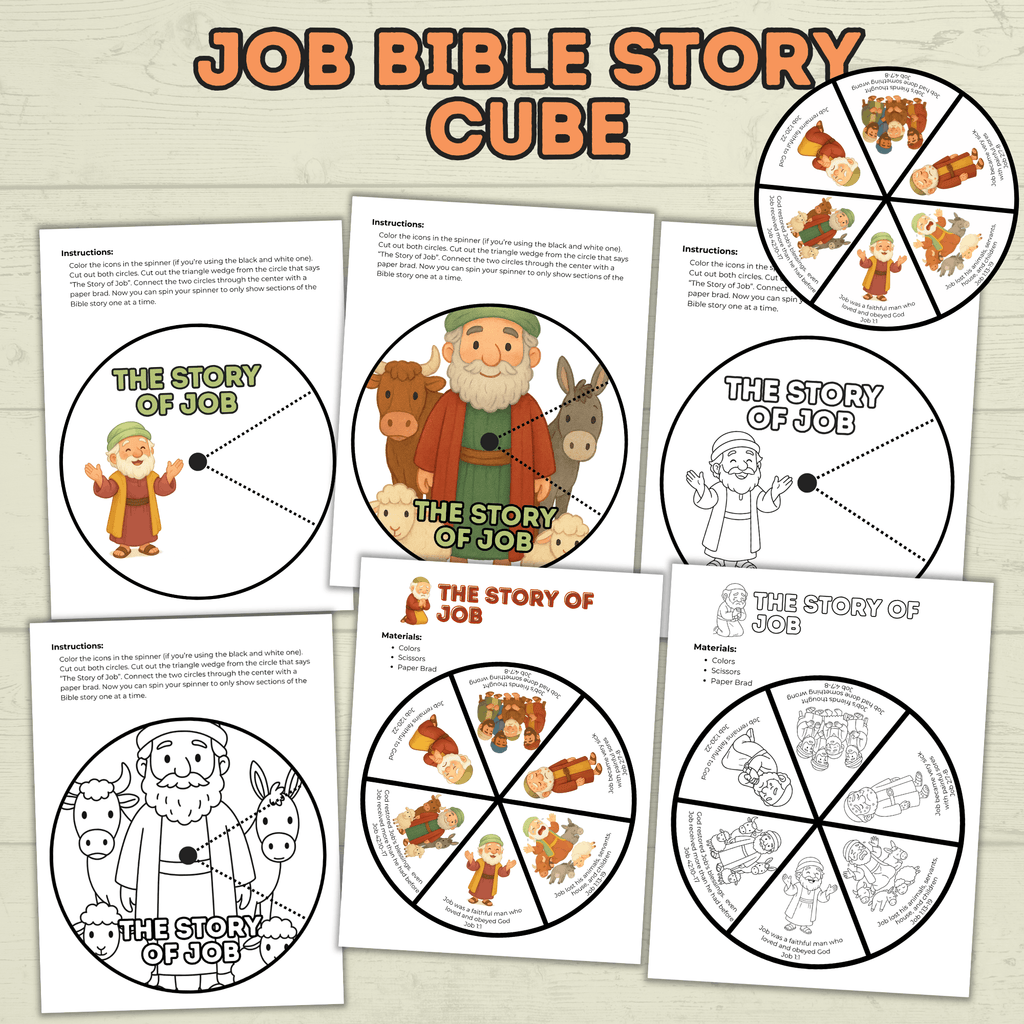 Job Bible Story Spinner Craft, Bible Craft, Sunday School Craft, Job Lesson, VBS, Homeschool, Christian Activity, Old Testament Craft