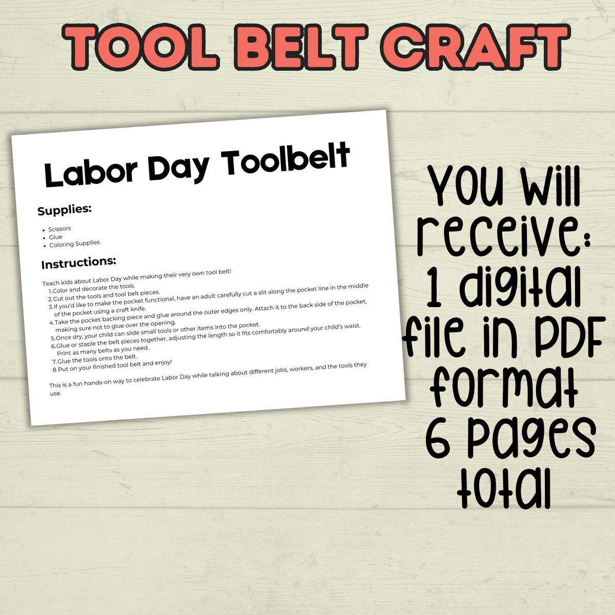Labor Day Craft, Labor Day Activities, Tool belt Craft, Kids Craft, Holiday Crafts, Cut and Paste Craft, Paper Craft, Father's Day, Pocket