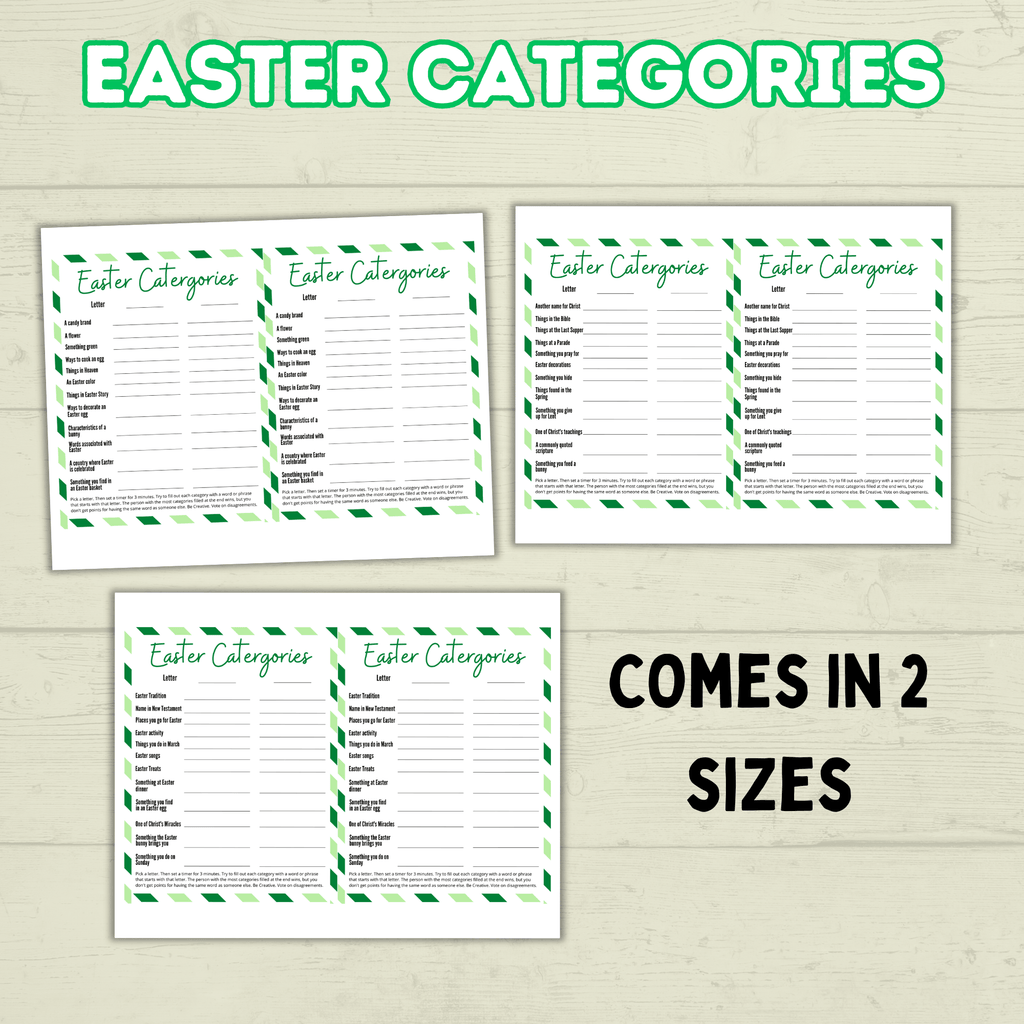 Easter Game, Family Easter Game, Easter Category Cards, Sunday School Activity, Think Fast Game, Bible Game, Spring Word Game, Easter Quiz