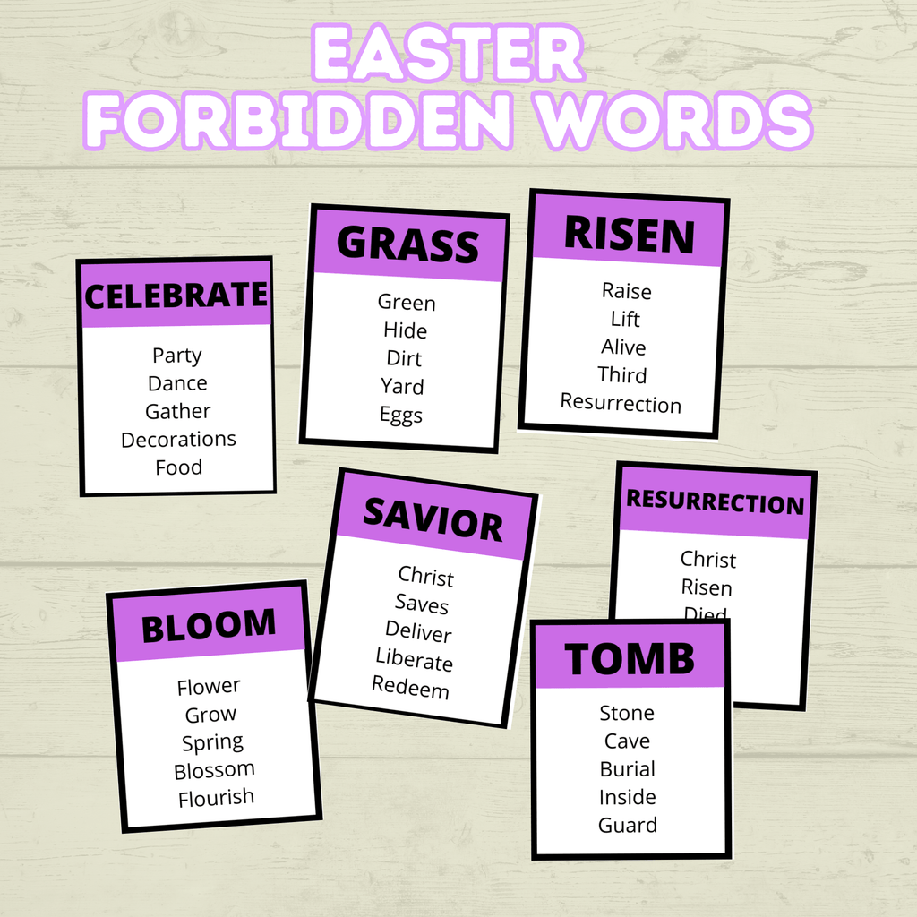 Easter Forbidden Words Game, Teen and Youth Activities, Bible Games, Church Games, Easter Word Game, Classroom Game, Sunday School, Spring