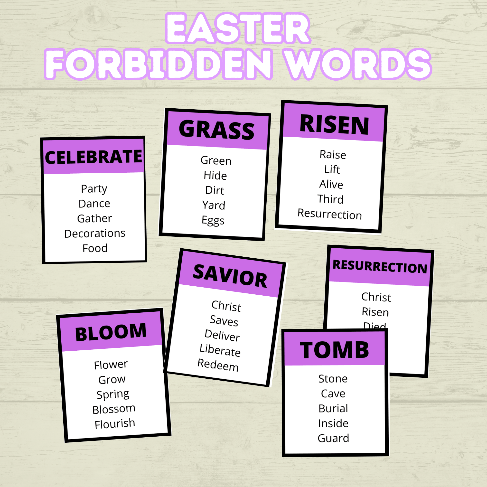 Easter Forbidden Words Game, Teen and Youth Activities, Bible Games, Church Games, Easter Word Game, Classroom Game, Sunday School, Spring
