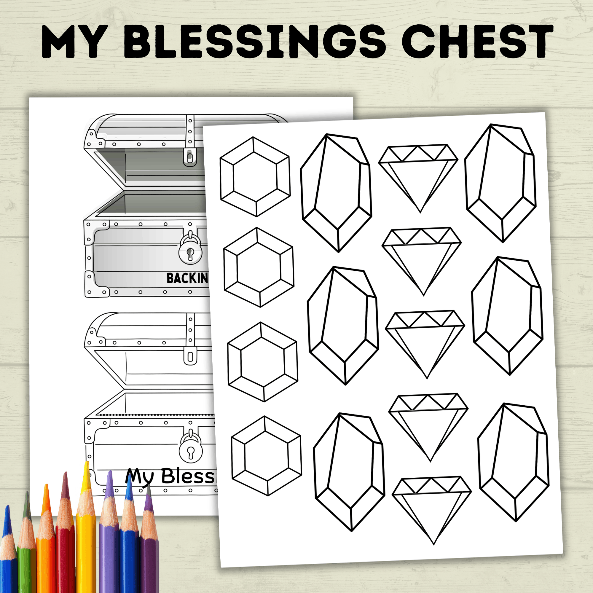 Count Your Blessings Treasure Chest, Sunday School Craft, Cut and Paste Craft, Thankful Craft for Kids