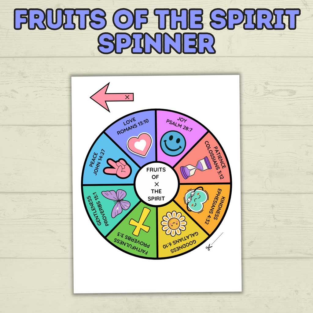 Fruits of the Spirit Craft, Spinner Craft, Sunday School Craft, Bible Craft, Bible Lesson, Christian Activity, Homeschool, Galations Lesson