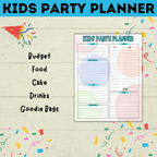 Kid's Party Planner | Kid's Birthday Party planner | Kids Planner | Party activity | Party Printable | Planning Printable | Digital Planner