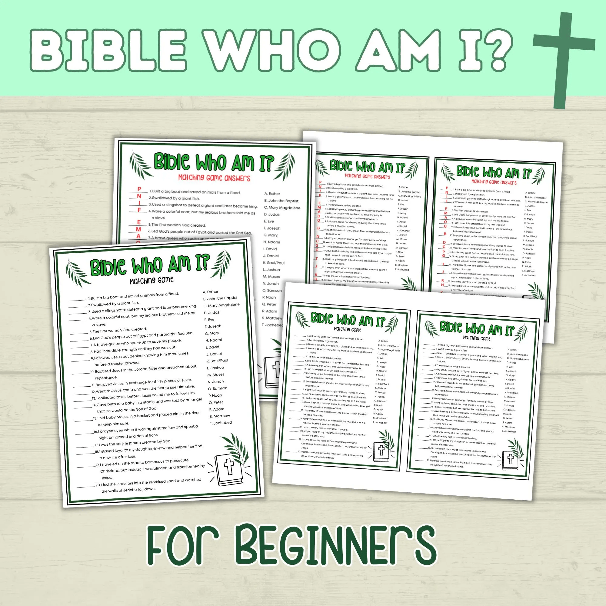 Kids Bible Games, Christian Printables, PDF, Sunday School Digital Download, Children's Ministry, Church New Testament
