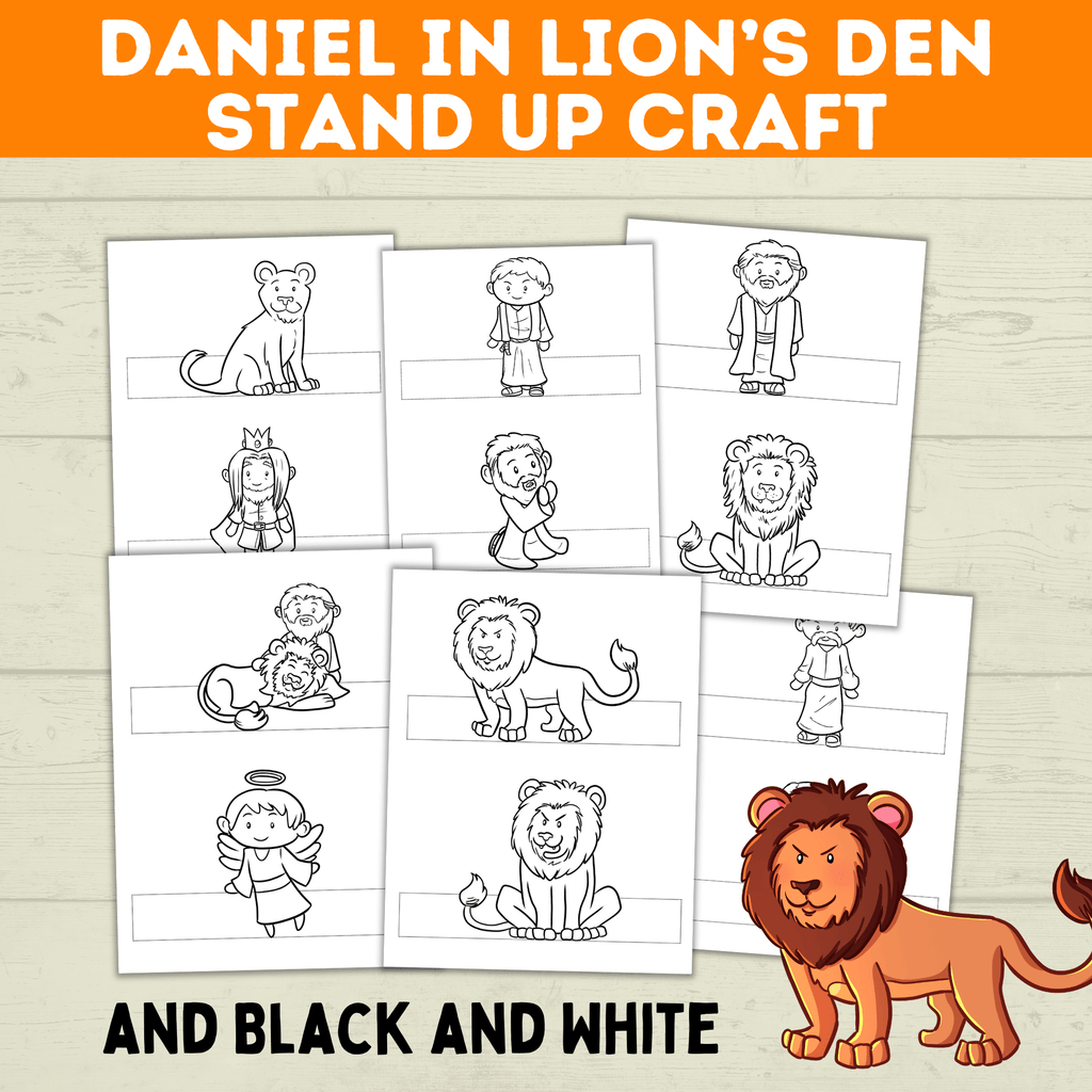 Bible Characters Daniel in the Lion's Den Craft for Kids, Sunday School Crafts, Bible Coloring Pages Lesson, Digital Download, PDF
