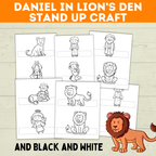 Bible Characters Daniel in the Lion's Den Craft for Kids, Sunday School Crafts, Bible Coloring Pages Lesson, Digital Download, PDF