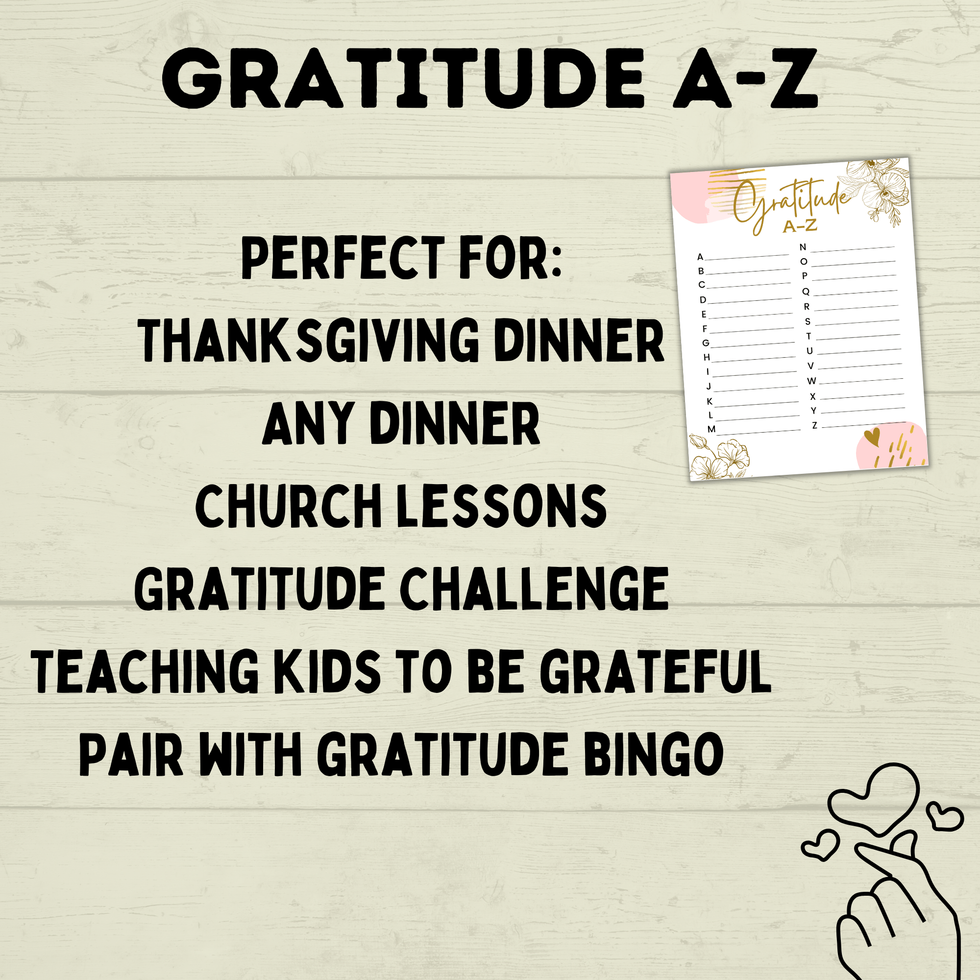 Gratitude A-Z | Gratitude Alphabet Game | Gratitude Game | Thankful Game | Grateful Game | Kids Game | Family Game | Thanksgiving Game