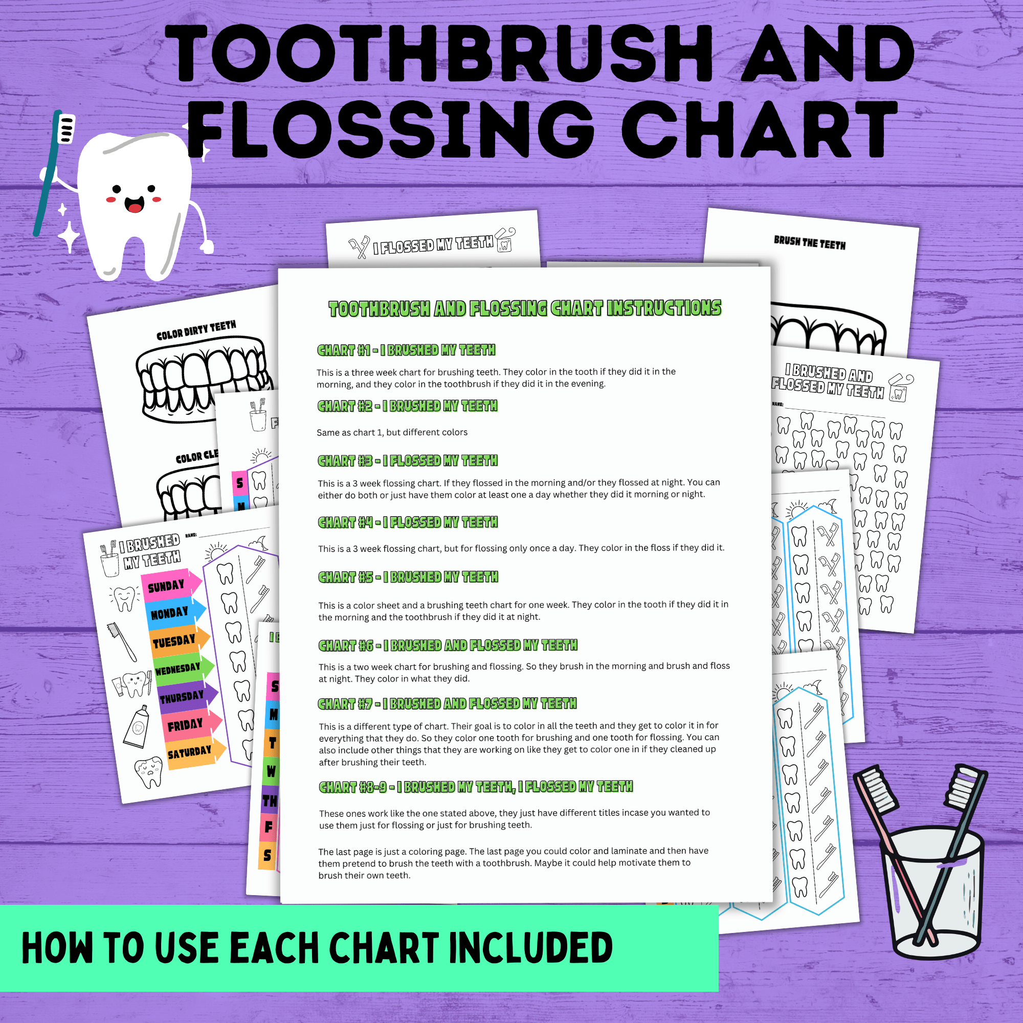 Toothbrush Chart | Teeth Brushing Chart | Reward Chart for Kids