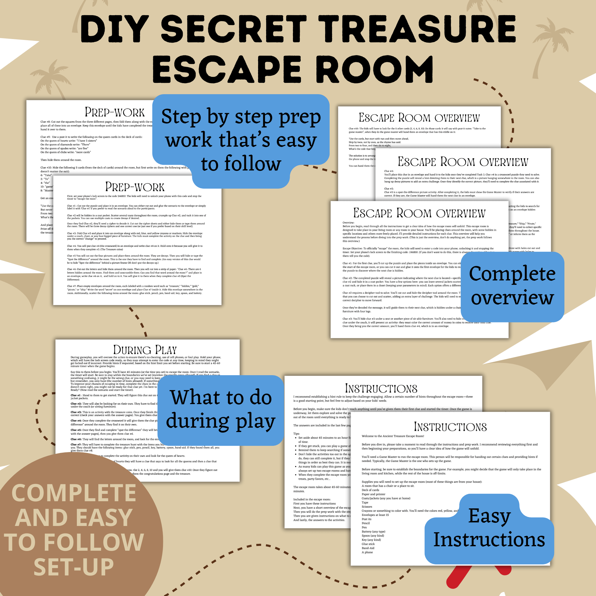 DIY Escape Room for Kids | Secret Treasure Escape Room | Home escape Room | Digital Escape Room | Kids Games | Party Games | Printable
