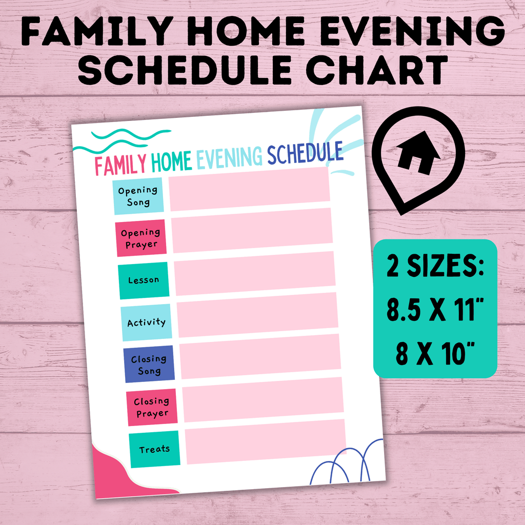 Family Home Evening Schedule Chart | FHE Rotation Chart | FHE Schedule
