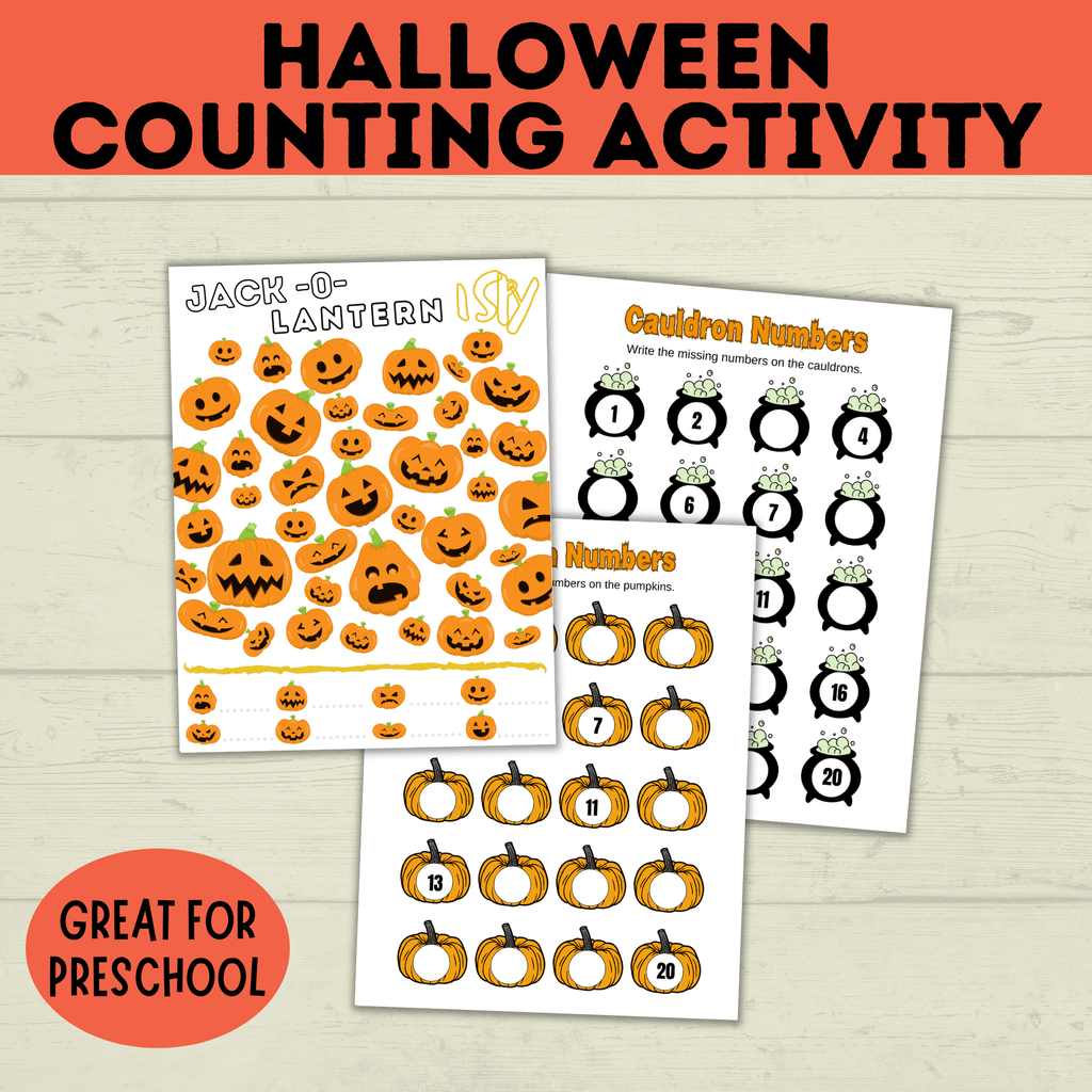 Halloween Counting Activity for Kids and Preschoolers | Counting for Preschoolers | Numbers | Math Worksheets | Math for Preschool