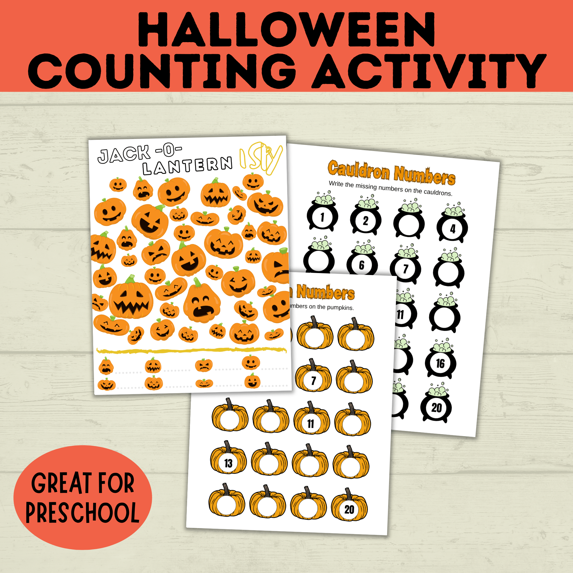 Halloween Counting Activity for Kids and Preschoolers | Counting for Preschoolers | Numbers | Math Worksheets | Math for Preschool