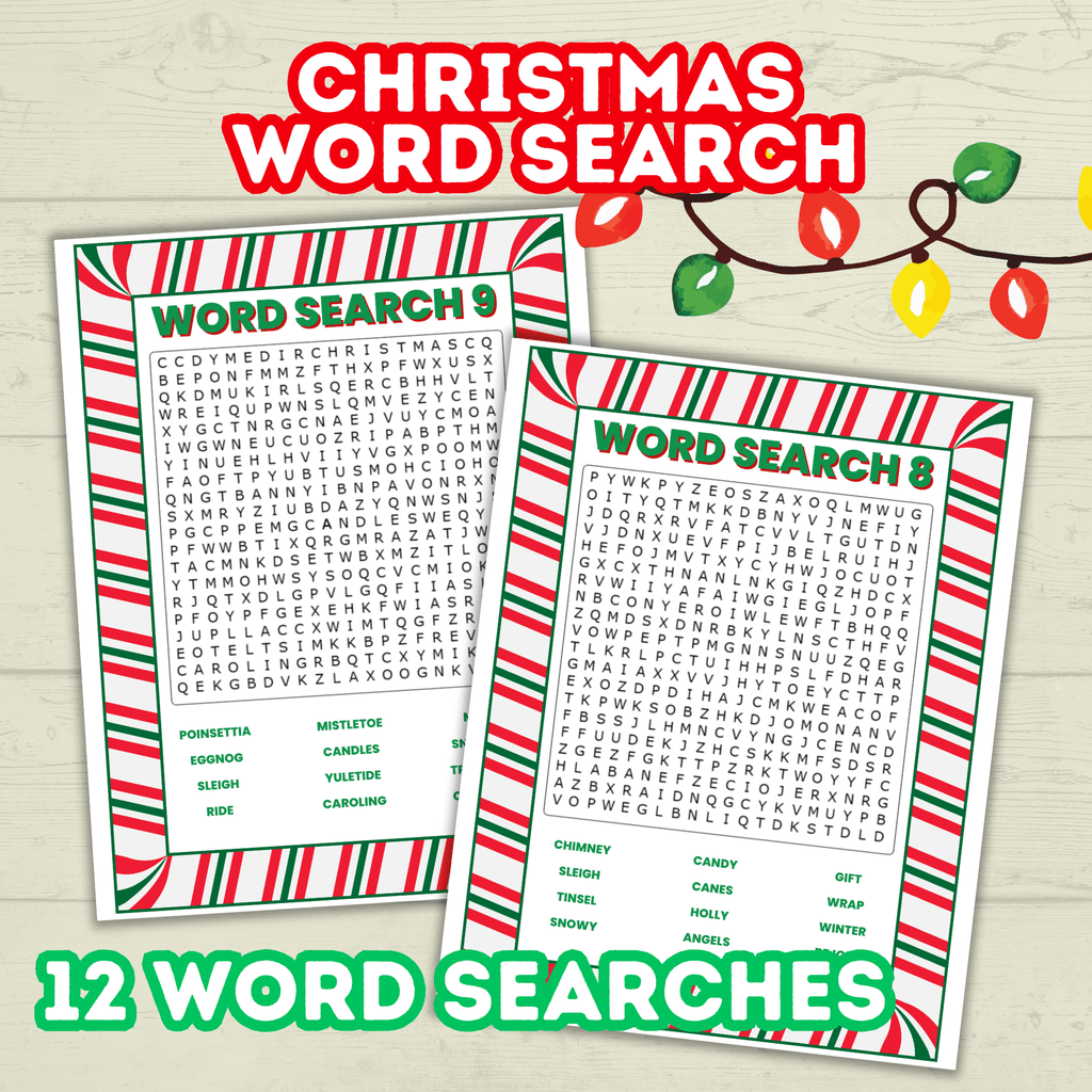 Christmas Word Search Puzzles for Kids, Fun Printable Game, Holiday Activity
