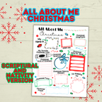 All About Me Questionnaire Survey Christmas, Kids Holiday Activity, Classroom, Sunday School