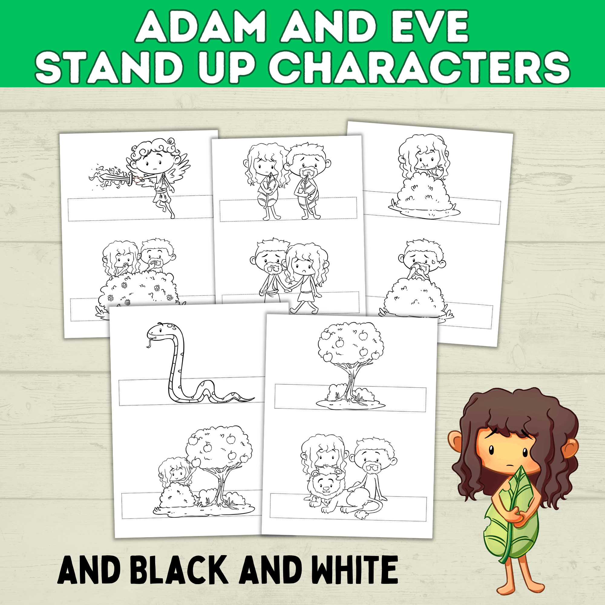 Adam and Eve Sin Puppet Craft, Forbidden Fruit, Tree of Knowledge, Genesis Activity for Kids