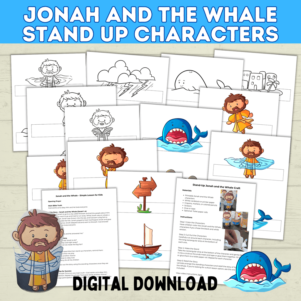 Jonah and the Whale, Biblical Characters Craft, Bible Story Lessons, Kids Ministry, Sunday