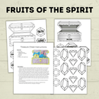 Fruits of the Spirit Craft, Treasure Chest Craft, Kids Craft Template, Sunday School Craft, Bible Lesson, Cut and Paste, Christian Activity
