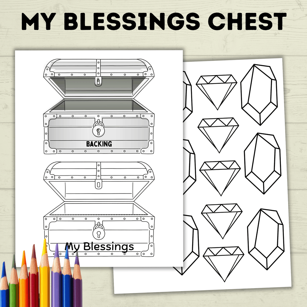 Count Your Blessings Treasure Chest, Sunday School Craft, Cut and Paste Craft, Thankful Craft for Kids