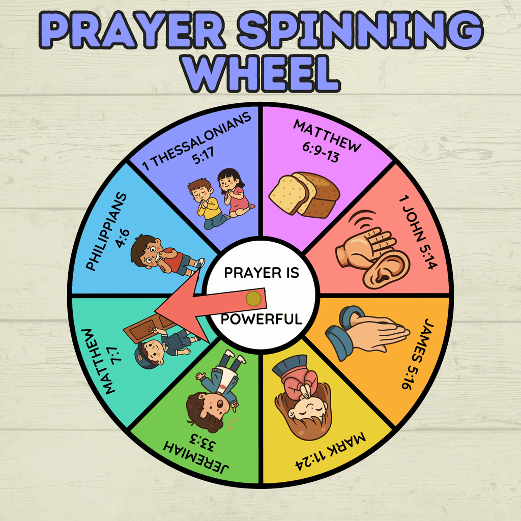 Prayer Spinner Craft, Prayer Craft for kids, Sunday School Craft, Bible Craft