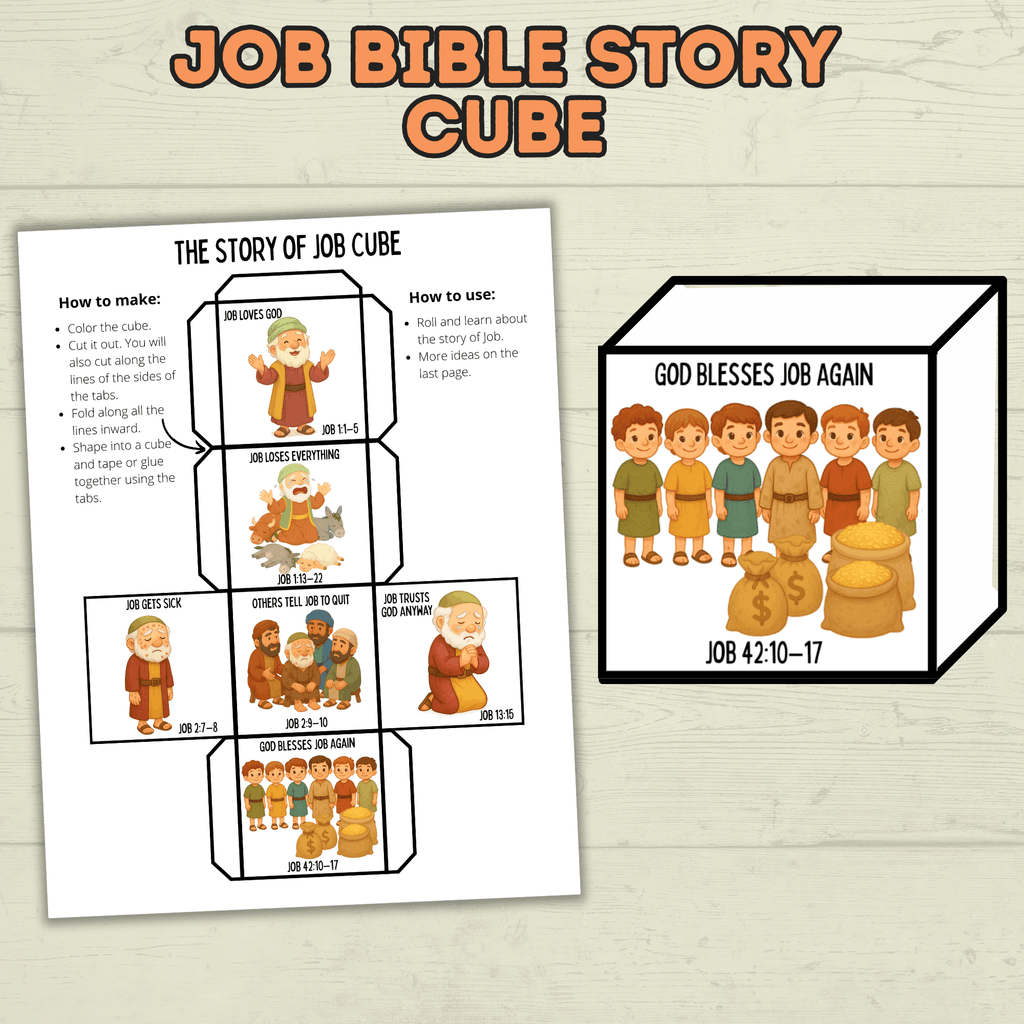 Job Bible Story Cube Craft, Sunday School Crafts, Cube Crafts, Bible Craft