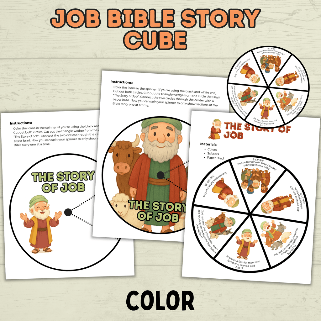 Job Bible Story Spinner Craft, Bible Craft, Sunday School Craft, Job Lesson, VBS, Homeschool, Christian Activity, Old Testament Craft