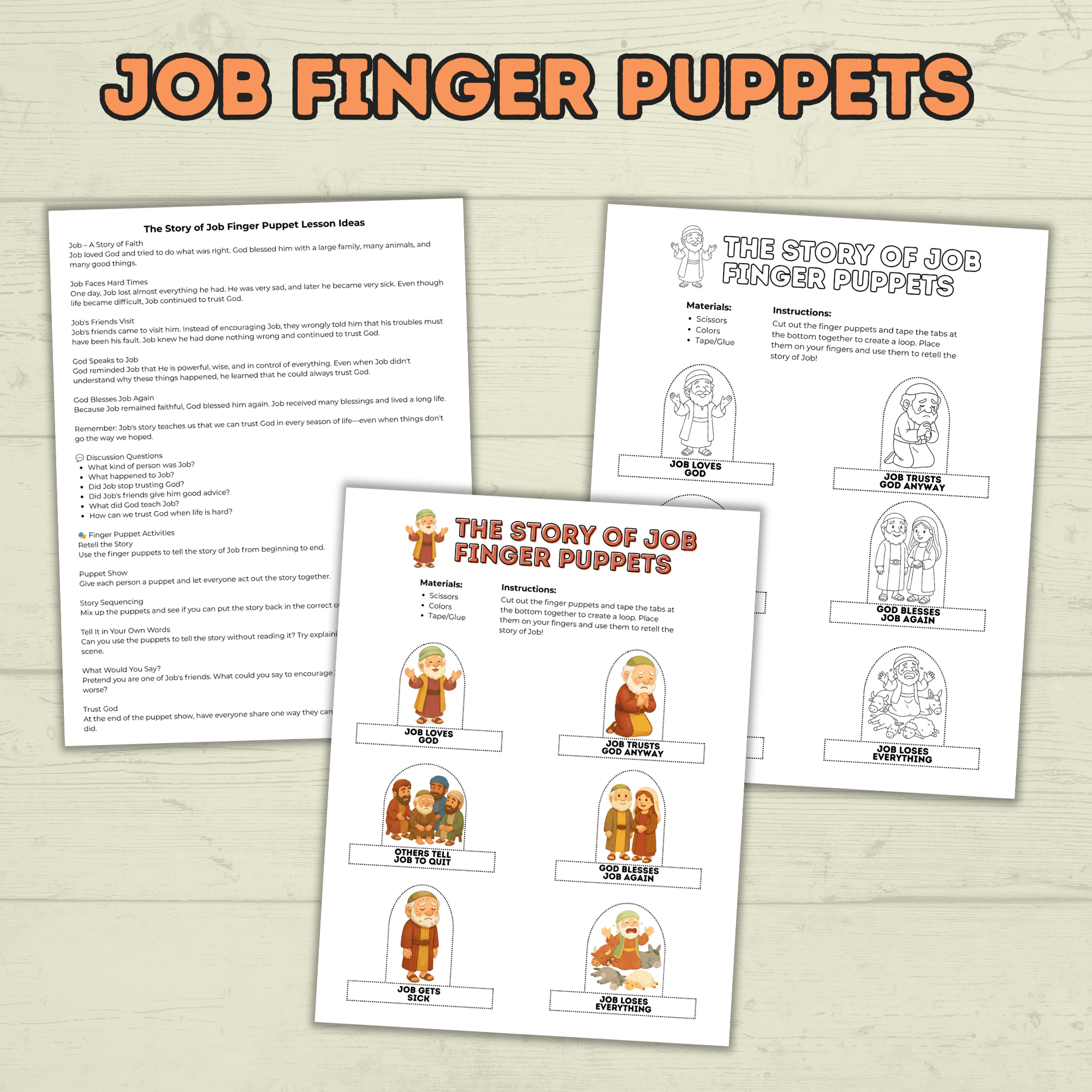 Job Bible Lesson Story Bundle, Job Bible Craft, Sunday School Crafts, Homeschool, Old Testament, Job Activity, Job Craft, Job Cube Story