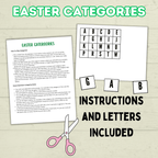 Easter Game, Family Easter Game, Easter Category Cards, Sunday School Activity, Think Fast Game, Bible Game, Spring Word Game, Easter Quiz