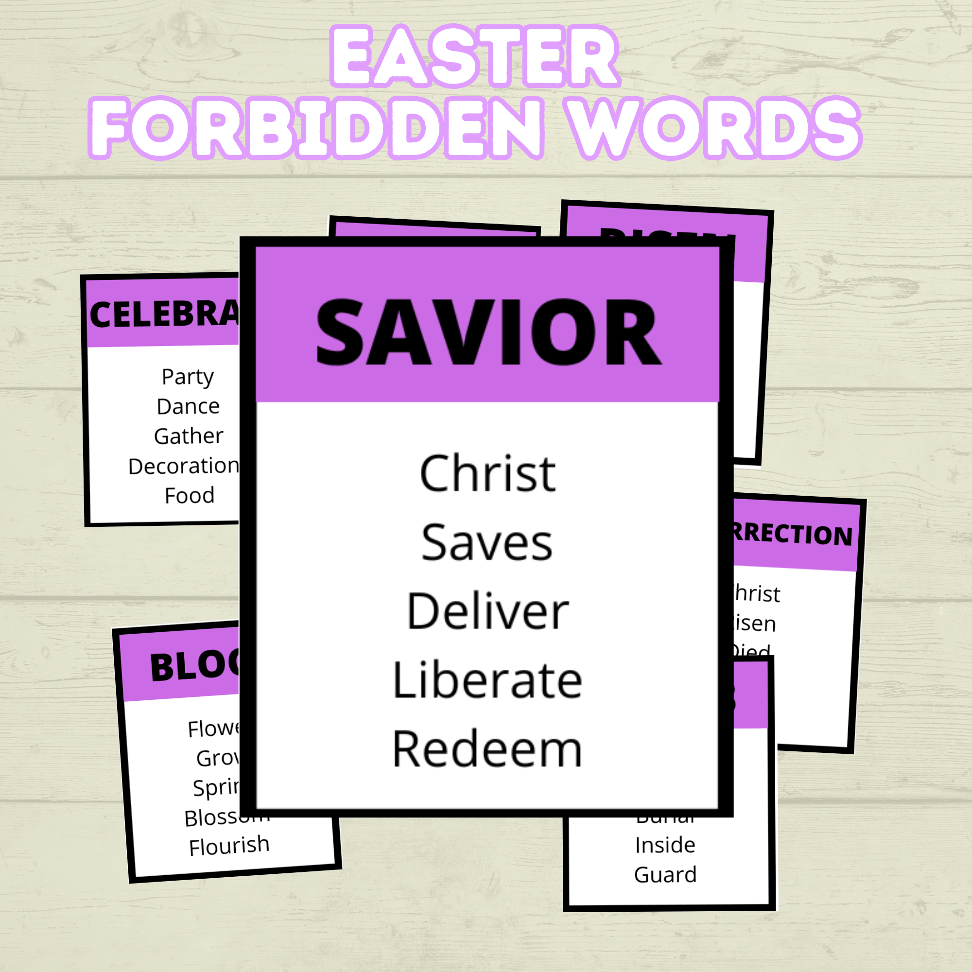 Easter Forbidden Words Game, Teen and Youth Activities, Bible Games, Church Games, Easter Word Game, Classroom Game, Sunday School, Spring