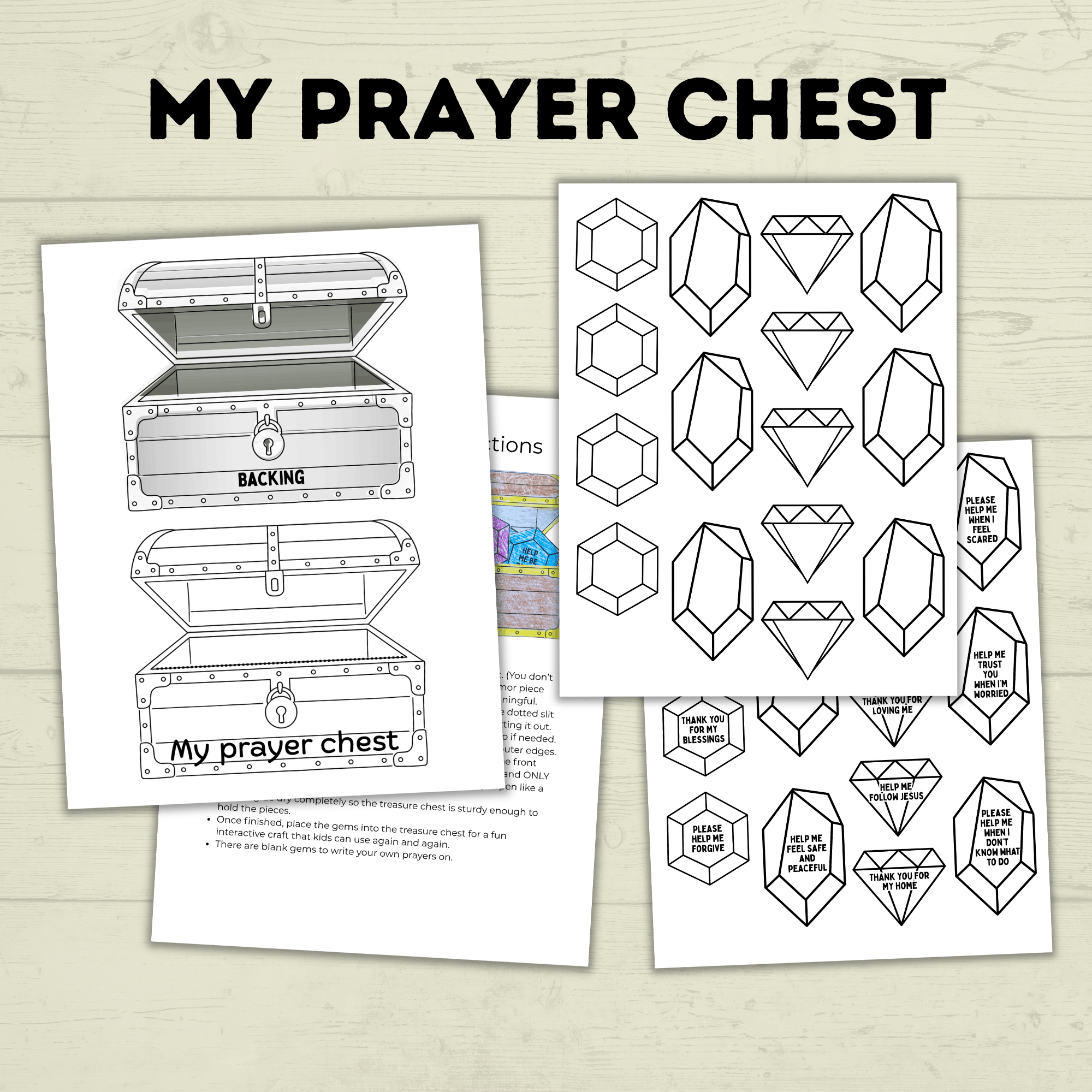 Treasure Chest Craft, Prayer Craft for Kids, Sunday School Craft, Bible Activity, Homeschool, Prayer Chest, Prayer Prompts, Prayers for kids