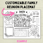 Family Reunion Activity Sheet | Family Reunion Placemat | Family Activity | Family Game | Customizable placemat | Kids Activity Sheet