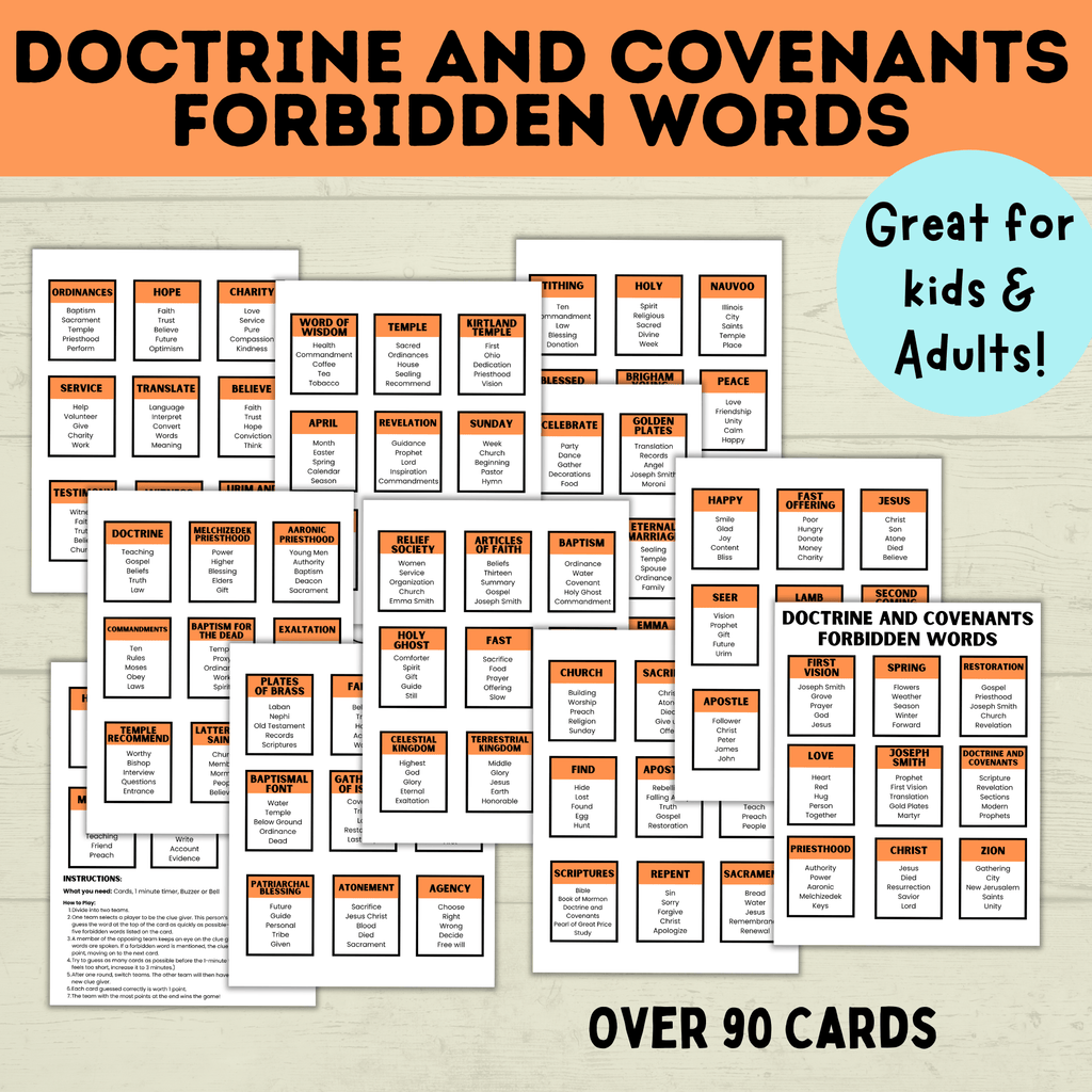 Doctrine And Covenants Games for Kids | Kid's Games | Adult Games | Church Games | D&C games and Activities | Doctrine and Covenants Lesson