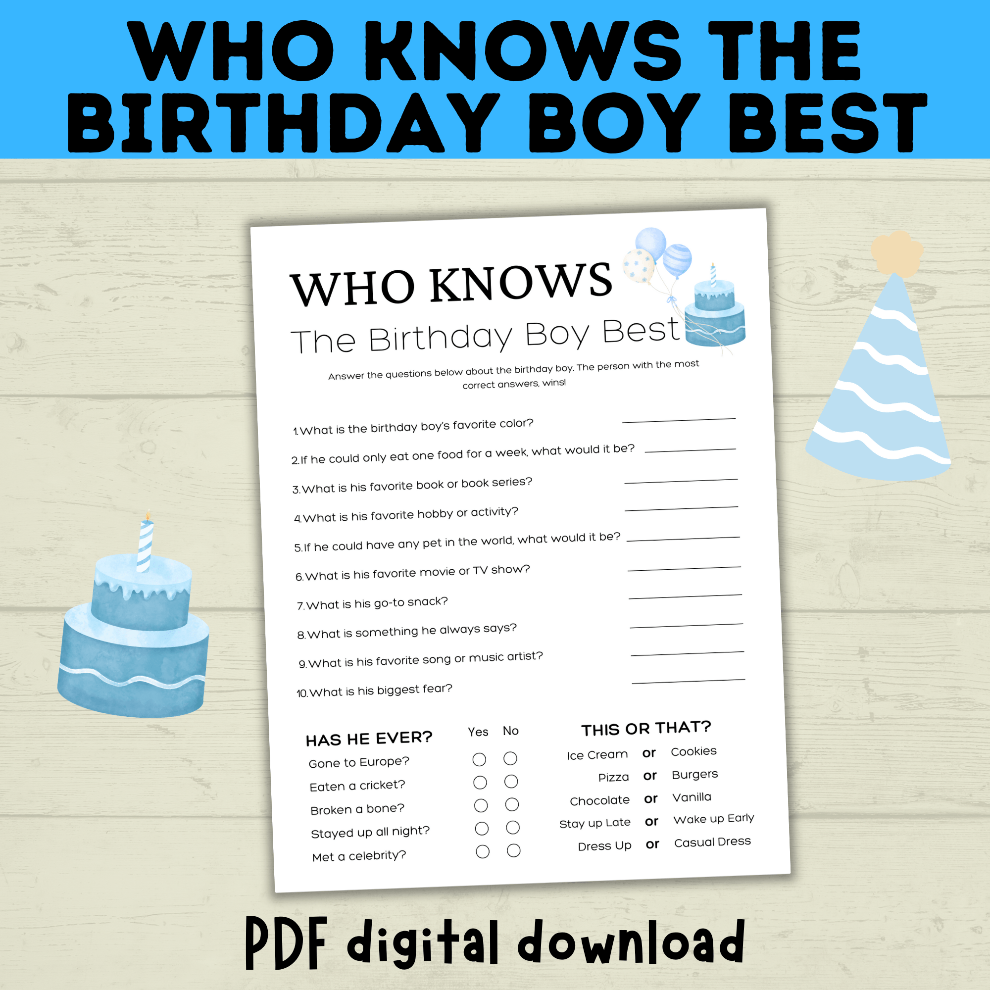 Birthday Boy Trivia Game for Kids | Birthday Trivia | Who Knows Who Best Game | Party Game | Birthday Party Game | Boy Birthday