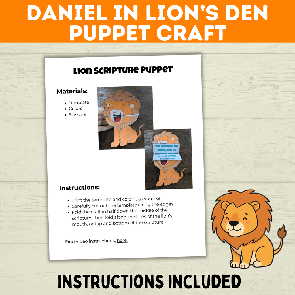 Bible Characters Coloring Page, Kid's Bible Lessons, Sunday School Craft, Daniel in the Lion's Den